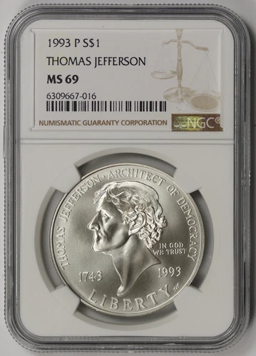1993-P Thomas Jefferson Modern Silver Commemorative $1 MS 69 NGC