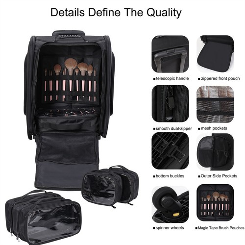 Kosmetikkoffer Schminkkoffer Beautycase Friseurkoffer Make up Trolley Nylon XXL - Bild 4 von 17