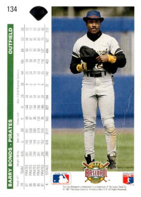 バリーボンズセット 1992 Upper Deck - #134 Barry Bonds Of The Pirates In Amazing