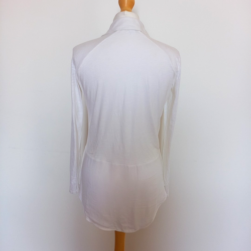 Camicia Popover The White Company UK 4-6 in jersey di cotone bianco con pannello a contrasto - Foto 4 di 6