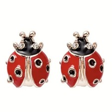 Lady Bug Fashion Post Stud Earrings Cute Fun Luck