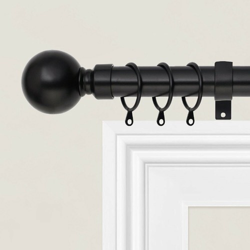 Extendable Metal Curtain Pole 28mm Plain Ball With Finials Rings Rod Fittings - Picture 51 of 55