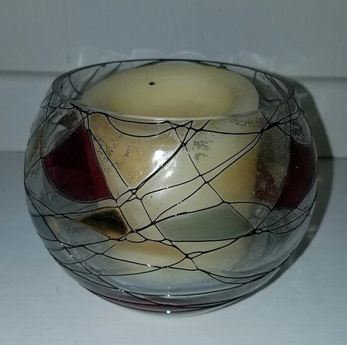 Partylite Retired Calypso Stained Glass Mosaic Candle Holder & Pillar 3-3/4" H - Picture 2 of 4