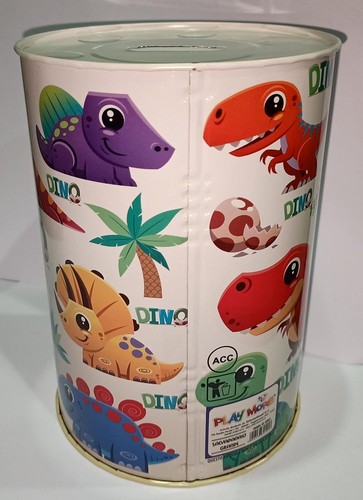 SALVADANAIO GRANDRE 13X19 CM IN LATTA BAMBINI CUORI DINO DINOSAURO UNICORNO - Imagen 5 de 12