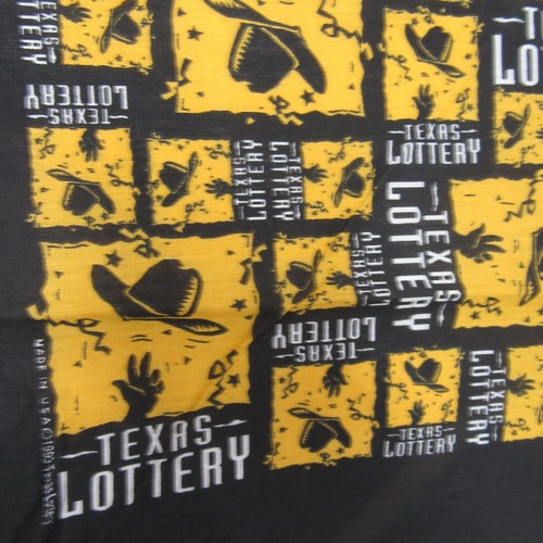 Bandana De Colección Texas Lottery 1993 Hecha en EE. UU. Negro Amarillo Lotto Rodeo Promo - Imagen 3 de 4
