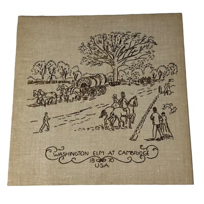 Vintage Crewel Washington Elm at Cambridge Tree Town 1870 Life Needlepoint Art