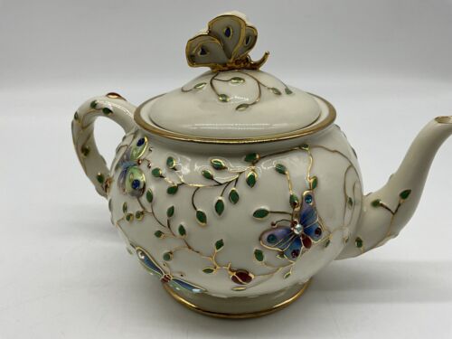 Vintage Lenox Summer Enchantment Teekanne Handarbeit 24k Gold Parvaneh Holloway - Bild 10 von 21