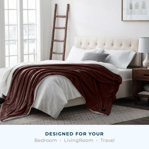 Reversible Sherpa fleece blanket Fluffy Sofa Bed throws Winter Blankets UK Sizes - Picture 51 of 69