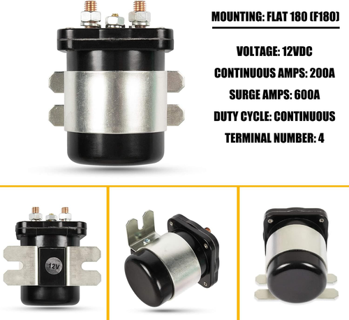 586-105111 586-902 Solenoid Contactor 4 Terminal 12V DC 200A Compatible with Tro - Picture 2 of 12