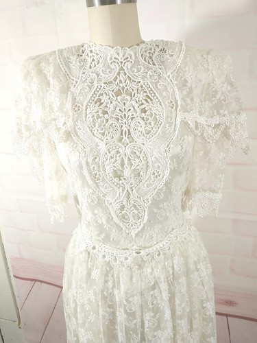 vintage 80s JESSICA MCCLINTOCK BRIDAL wedding dress cottagecore victorian 4 - Picture 2 of 7