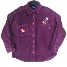 Vintage Winnie The Pooh Women's Size Large Acre Woods Shirt Corduroy Button Up