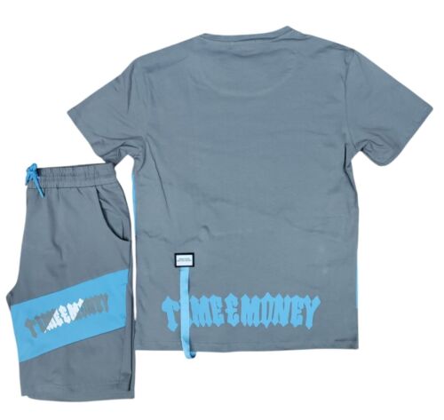 Mens Time Is Money Tracksuit 2Pc Set Men's Cotton T Shirt Shorts Tee Casual Wear - Picture 11 of 26