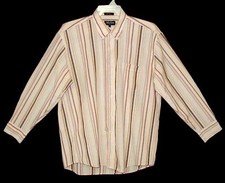 Sz XL Long Sleeve Shirt BERLIONI Poly//Cotton Lite Tan Stripe 17 - 17-1/2 34 