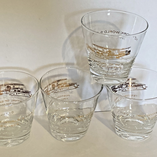 Vintage 1964-65 New York World’s Fair Old Fashioned Glasses Tumblers Gold Set 4 - Picture 8 of 12