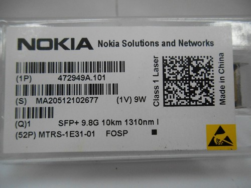 NOKIA FOSP 472949A.101 9.8G SFP+ 1310nm 10km MTRS-1E31-01 - Imagen 1 de 3