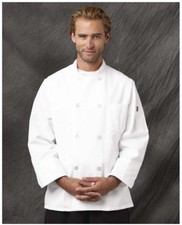 New White CHEF COAT XS or 2X Pearl Button Left Sleeve Thermo Pocket Red Kap