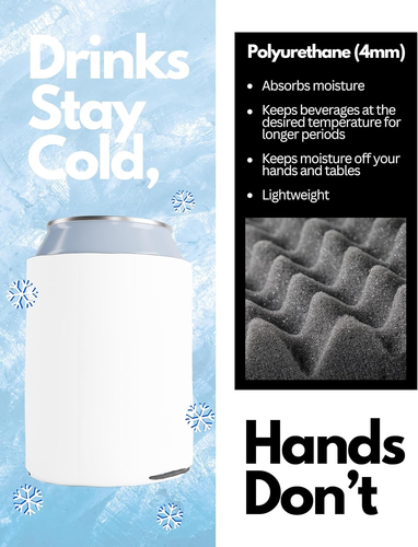 100 Pack White Blank Can Cooler Sleeves, Customizable Bulk Sublimation Insulated - Bild 6 von 7
