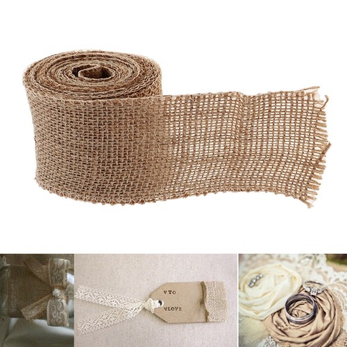 2Meters Natural Rustic Jute Burlap Hessian Ribbon for Wedding 2.5cm Width - Picture 2 of 7