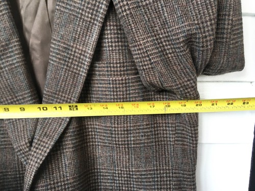 HAGGAR IMPERIAL WOOL TWEED SPORTS COAT BLAZER MENS 44 BROWN TWO BUTTON VINTAGE - Picture 21 of 24