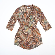 Anthropologie Holding Horses Paisley Western Dress Size 8 Short Length Brown