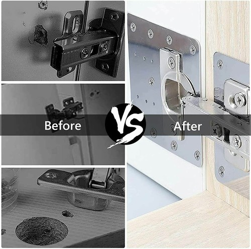 HINGE REPAIR PLATE CUPBOARD CABINET WARDROBE DOOR KIT WITH SCREWS 1/2/4/6 PCS - Picture 9 of 17