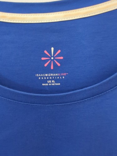 Isaac Mizrahi Live Essentials XL Blue Top Short Sleeve Shirt Casual Solid Color - Picture 8 of 21