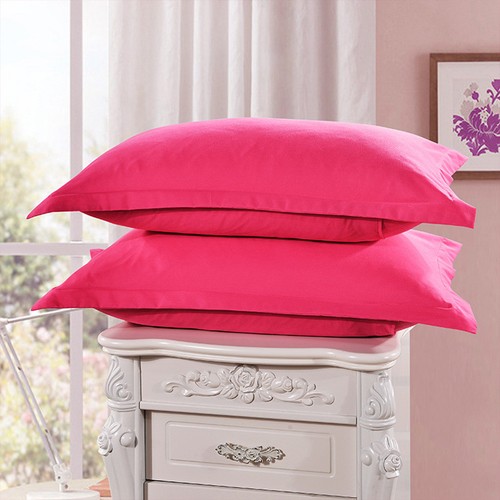 1/2Pcs Polyester Pillow Cases Covers Pillowcase Standard Colors Queen Size Solid - Picture 15 of 18
