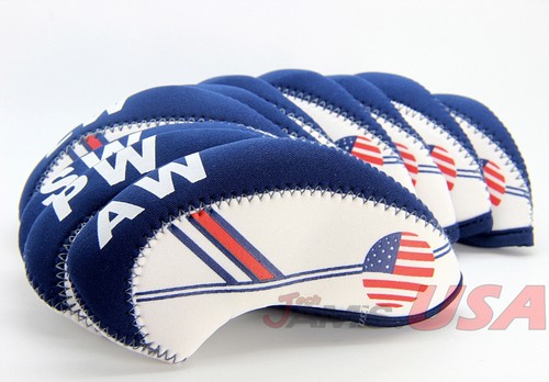 USA Flag 10 pcs Golf Head Cover Club Iron HeadCovers Protect set Neoprene USA - Picture 5 of 12