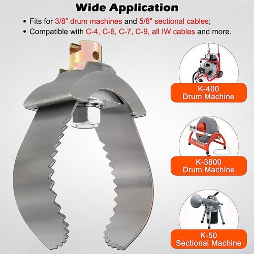Heavy-Duty Drain Cleaning Tool w/3"C" Blade for RIDGID K-400, 3/8"&5/8" Cables - Picture 8 of 22
