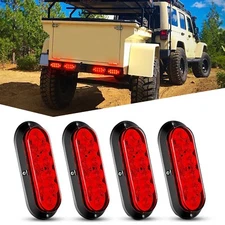 Nilight 6Inch Oval Red LED Trailer Tail Light 4PCS 10LEDs Trailer Lights
