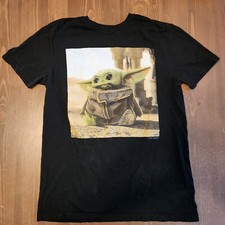 Old Navy Disney Baby Yoda Grogu Child Star Wars Black Short Sleeve T-Shirt Sz S