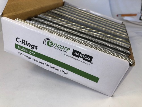 C-RINGS FASTENERS  1/2" 16ga STAINLESS COLLATED, SHARP/BLUNT 516SS100, 516SS100B - Picture 2 of 12