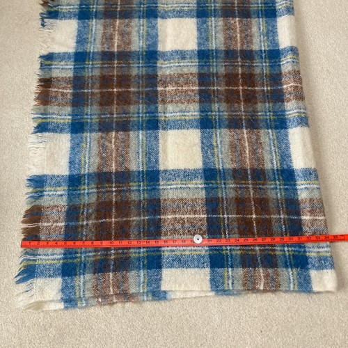 James Pringle Stewart Blue Tartan Plaid Throw Mohair Wool Vintage Warmer Blanket - Picture 6 of 12