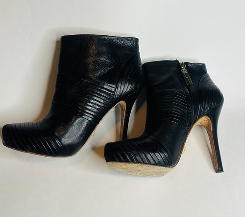 L.A.M.B. Leather Ankle Boot Size 9 Stiletto Platform Gwen Stefani Layered Black - Bild 5 von 8