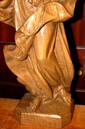 ANTIQUE 20" HAND CARVED WOOD CATHOLIC VIRGIN MARY OUR LADY JESUS STATUE FIGURE - Picture 3 of 11