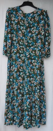 LADIES MARKS AND SPENCER GREEN MIX FLORAL CREW NECK MAXI DRESS SIZE 14 - Picture 4 of 6