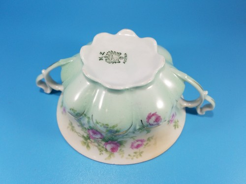 Vintage M.Z. MZ Austria Bone China Bouillon Cup Double Handled Floral Pattern - Picture 3 of 9