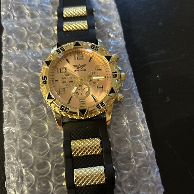 ZHOWE ゴールド クォーツ腕時計 ZHOWE GOLD & BLUE WATCH Men's Golden Quartz Dial Analog