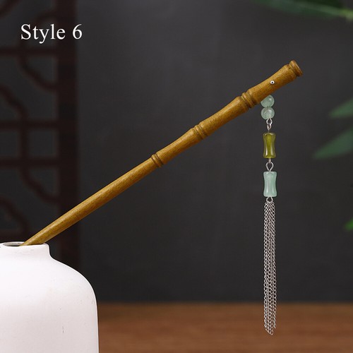 Femme Bois Rétro Cheveux Clip Bâton boutiques Baguettes Fleur Pendentif Chinois C8