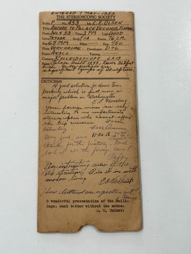 The Stereoscopic Society Card w/Folder Signatures Arcade to Palace Vecchio 1953 - Bild 3 von 6