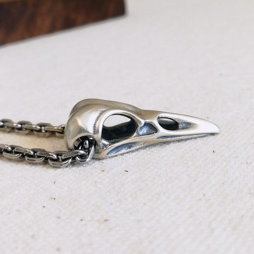 925 Sterling Silver Raven Crow Bird Skull Pendant Gothic Unique Unisex - Picture 4 of 7