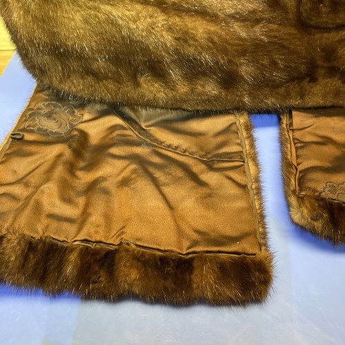 Visón vintage (?) Cierre de gancho envolvente de estola ¡Material precioso! Hermoso forro - Imagen 8 de 11