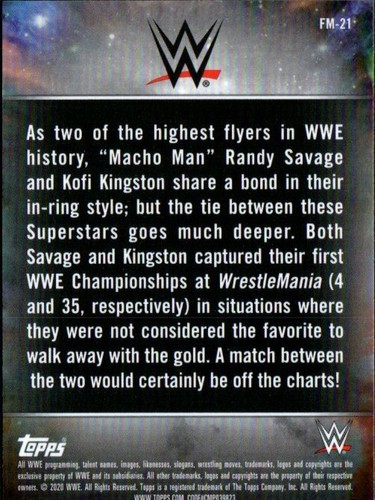 2020 Topps WWE Chrome Wrestling Card Fantasy Matches #FM-21 Randy Savage  - Picture 2 of 2