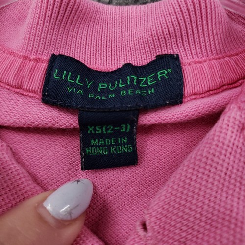 Lilly Pulitzer Polo Shirt Kids Girls XS Pink Via Palm Beach Short Sleeve Cotton - Picture 6 of 10