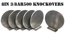 8in AR500 Knock-over Shooting Targets - 3/8 Rifle Targets - 6pc Steel Target Set