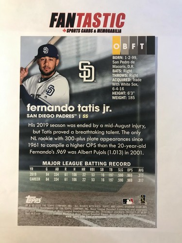 2020 Topps Stadium Club Oversize BOX TOPPER You Pick Tatis, Alonso, Yordan RC et - Picture 7 of 33