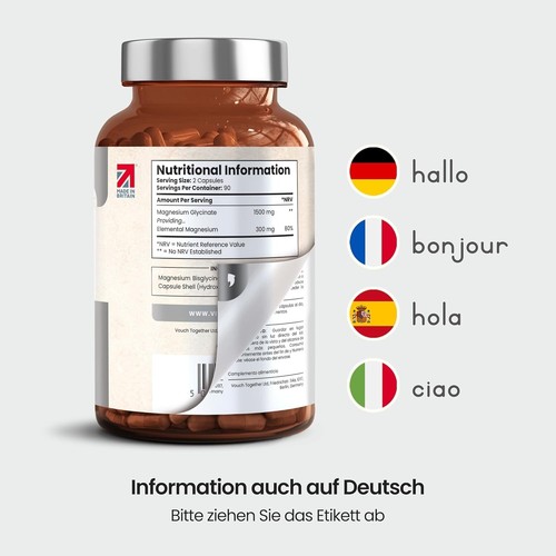 Magnesium Glycinat 1500mg | 180 Kapseln | Hochdosiert 300mg Elementar VitaBright - Bild 6 von 6