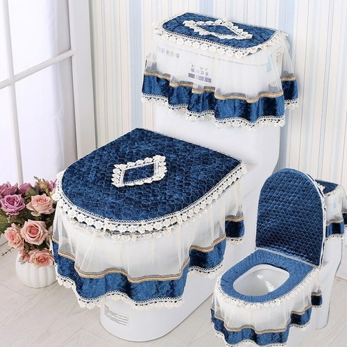 3x Cubiertas de asiento de inodoro suaves de terciopelo para baño Almohadillas de tapa Protector de taburete cerrado Hogar - Imagen 4 de 20