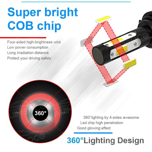 4 Sides 9007 Hi/Lo LED Headlight Bulbs Kit for Ford F-150 F-250 F-350 Super Duty - Picture 7 of 12