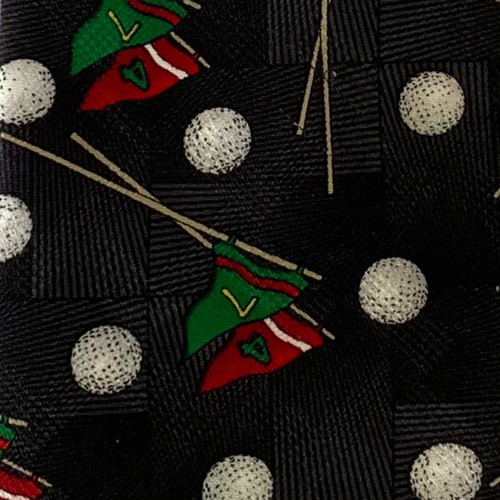 Golf Necktie Mens Puritan Special Edition Flags Black 100% Polyester 57"L - Picture 1 of 12